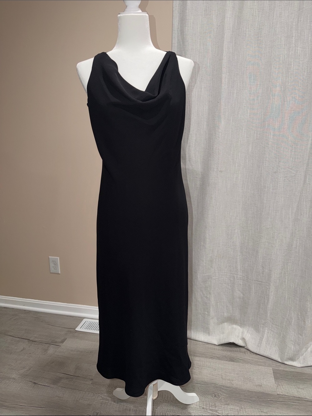 Jones New York Black Cowl Neck Midi Dress